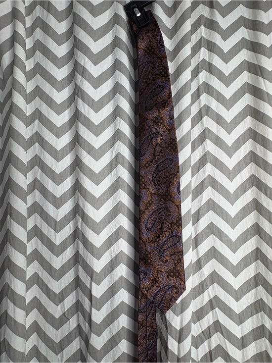 Paul Fredrick Other - Paul Fredrick Brown and Purple Paisley Silk Tie
